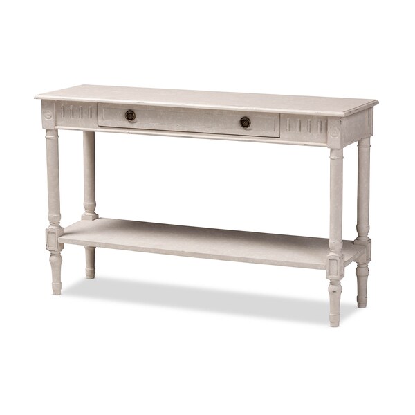 Baxton Studio Ariella Country Cottage Farmhouse Whitewashed 1-Drawer Console Table 147-8190 - main